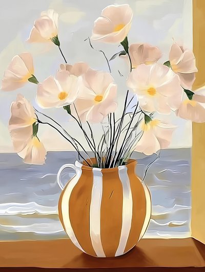 Bloemen in het kustraam door Avanesova Elena