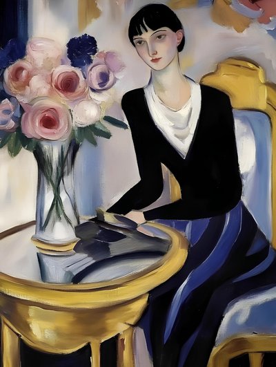 Elegante dame met rozen door Avanesova Elena