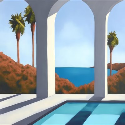 Landschap met palmbomen door Avanesova Elena