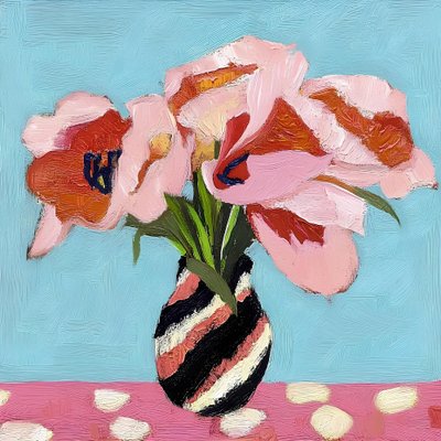 Stilleven met roze tulpen door Avanesova Elena