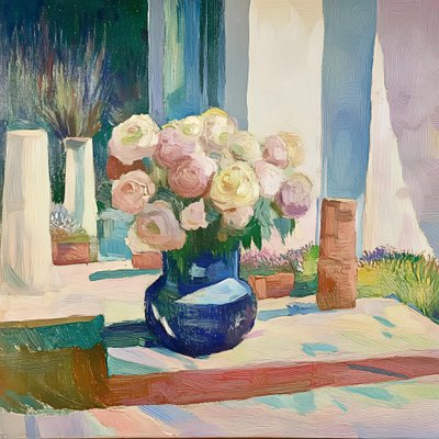 Bloemen in een zonovergoten raam door Avanesova Elena