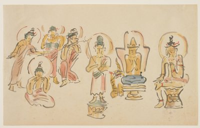 Asakusa Kannon tempel karikaturen A, ca. 1900 door Awashima Kangestu