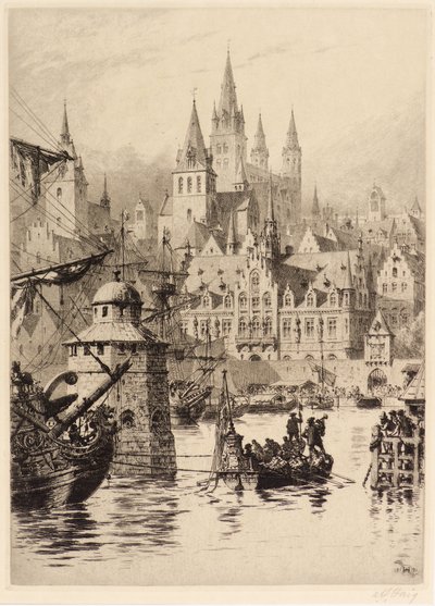 Gotische Torens en Rivier, Keulen door Axel Haig