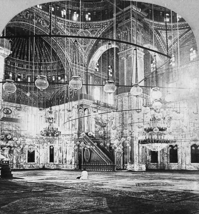 Interieur, moskee van Mohammed Ali, Caïro, Egypte, 1899 door B. L. Singley