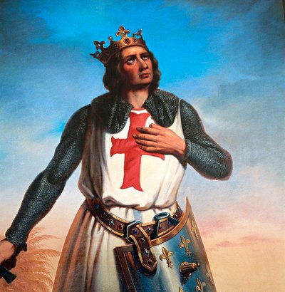 Portret van Lodewijk IX koning van Frankrijk, genaamd Sint Lodewijk door B. Strobl