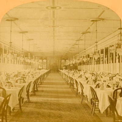 Eetzaal, Grand Union Hotel, Saratoga, Grootste Eetzaal ter Wereld, 1882 door B. W. Kilburn