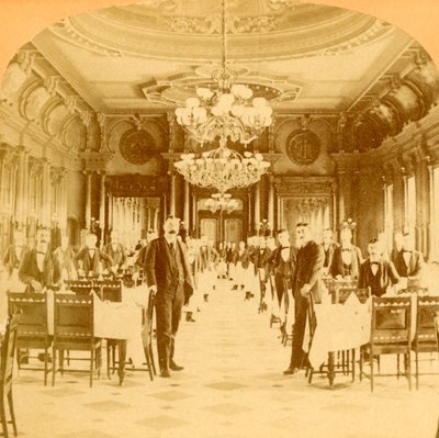 De Grote Eetzaal, Windsor Hotel, gezegd de mooiste ter wereld te zijn, Montreal, Canada, 1894 door B. W. Kilburn