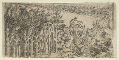Dante Verdwaald in het Bos: Ontsnappen en Ontmoeting met Virgil, Canto I door Baccio Baldini