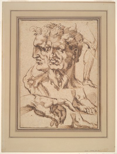 Blad met studies door Baccio Bandinelli