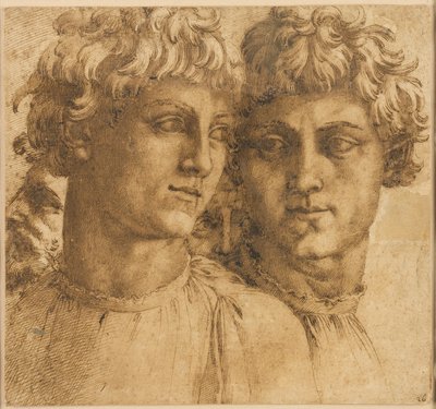 Twee Studies van het Hoofd van een Jongeling door Baccio Bandinelli