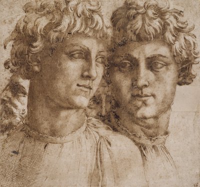 Twee studies van het hoofd van een jongeling door Baccio Bandinelli