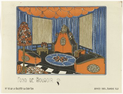Gazette du Bon Ton, 1920 - No. 10, Pl. XLV: Fond de Boudoir door Bagge and Huguet