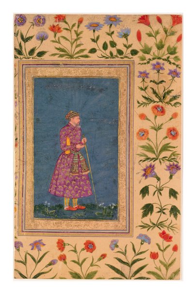 Portret van Mughal Grandee, staand door Bahadur Ilyas