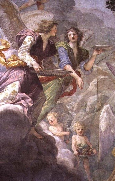 Christus bediend door Engelen (detail) door Baldassare  Franceschini