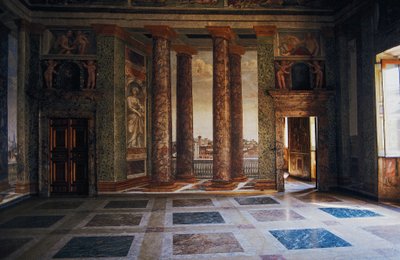 Fresco in de Hal van Perspectieven door Baldassarre Peruzzi