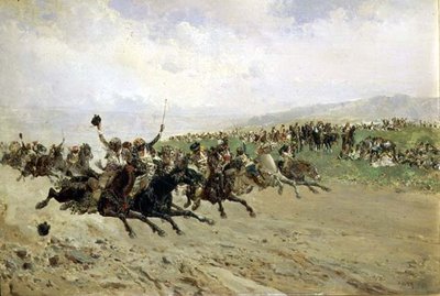 Andalusië: Paardenrennen op een kermis, laat 19e eeuw door Baldomero Calopre y Gimenez
