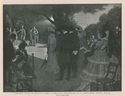 Pastorale toneelstukken in Regents Park: een schijnwerper uitvoering van een Midzomernachtsdroom door Balliol (after) Salmon