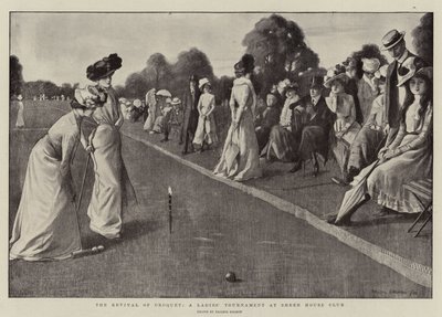 De Heropleving van Croquet, Een Dames Toernooi bij Sheen House Club door Balliol (after) Salmon