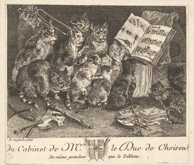Concert van katten, naar het schilderij in de collectie van de hertog van Choiseul door Balthasar Anton Dunker