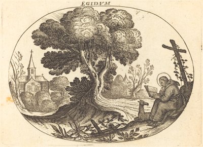 Sint Egidius en een hinde door Balthasar Moncornet
