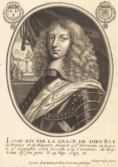 Lodewijk XIV, koning van Frankrijk door Balthasar Moncornet after Henry Stresor
