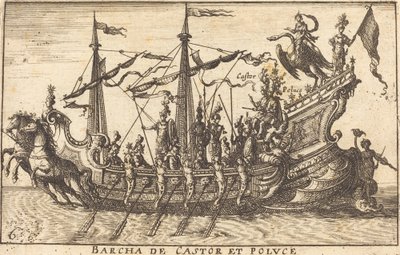 Barcha van Castor en Pollux door Balthasar Moncornet after Remigio Cantagallina