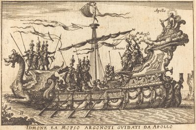 Idinone ea Mopso Argonoti guidati da Apollo door Balthasar Moncornet after Remigio Cantagallina