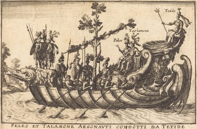 Peleo en Talamone Argonauten geleid door Tetide door Balthasar Moncornet after Remigio Cantagallina