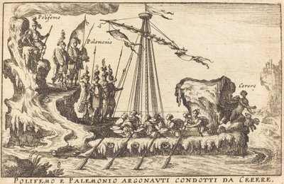 Polifemo en Palemonio Argonauten geleid door Ceres door Balthasar Moncornet after Remigio Cantagallina