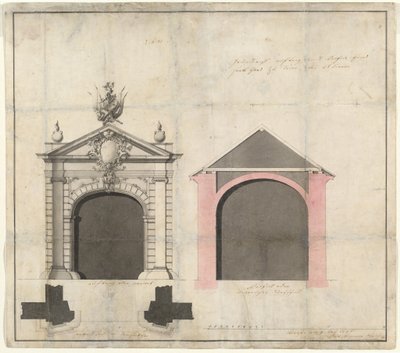 Ontwerp voor een stadspoort in Trier door Balthasar Neumann