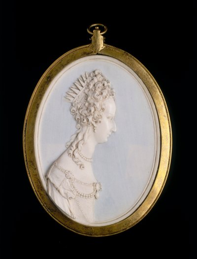Ivoren medaillon met een portret van Violante di Baviera door Balthasar Permoser