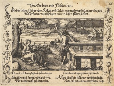 Van vijvers en visvijvers, illustratie uit Petrarca, Geluk en Ongeluk Spiegel, figuur, 1652 door Balthasar Schwan