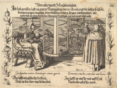 Von allerhandt Freudenvöglen, illustratie uit Petrarch, Glück und Unglück Spiegel, figur... door Balthasar Schwan