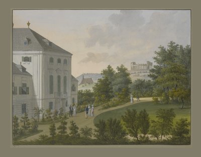 Schloss Hunyadi, Maria Enzersdorf, ca.1815 (wc en gouache op papier) door Balthasar Wigand