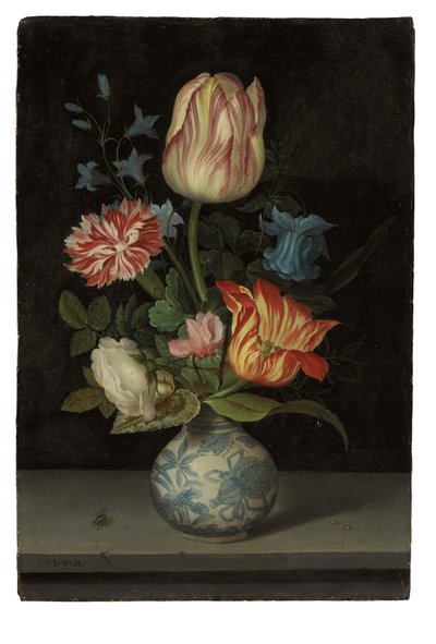 Bloemstuk in een Wanli-vaas door Balthasar van der Ast