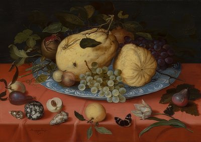 Vruchten-stilleven met schelpen en tulp. 1620 door Balthasar van der Ast