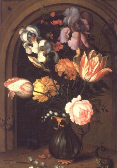 Stilleven van Bloemen in een Vaas door Balthasar van der Ast
