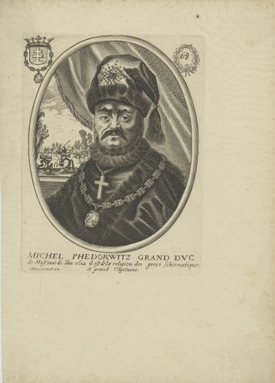 Portret van de tsaar Michail I Fjodorovitsj van Rusland 1596-1645, ca. 1640-1650 door Balthazar Moncornet