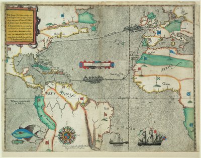De beroemde West-Indische reis gemaakt door de Engelse vloot van 23 schepen en barken door Baptista Boazio