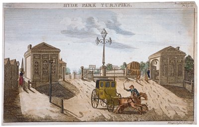 Uitzicht op Hyde Park Corner Turnpike, Westminster, Londen, 1792 door Barak Longmate Jr