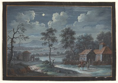 Een zuidelijk landschap bij volle maan door Barbara Dietzsch