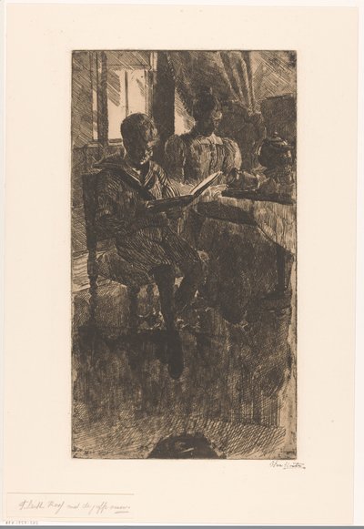 F. Leith Ross met de juffrouw door Barbara Elisabeth van Houten (signed by artist)