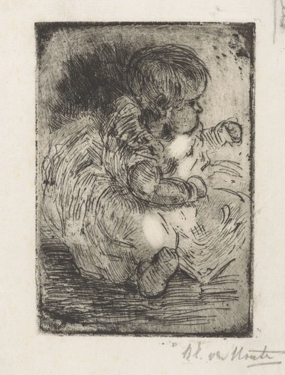 Portret van H.W. Mouton als baby door Barbara Elisabeth van Houten (signed by artist)