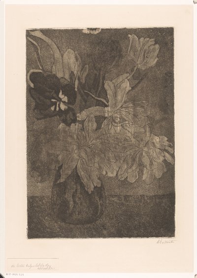 Vaas met tulpen door Barbara Elisabeth van Houten (signed by artist)
