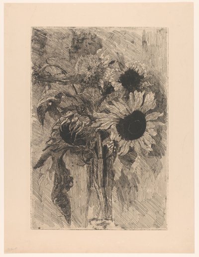 Zonnebloemen in een vaas door Barbara Elisabeth van Houten (signed by artist)