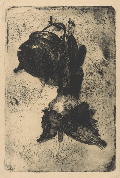 Dode vogel en ketel aan een muur door Barbara Elisabeth van Houten