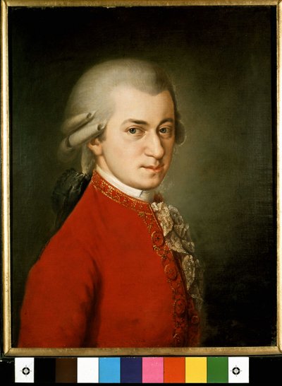 Portret van Wolfgang Amadeus Mozart (1756-1791) - schilderij door Barbara Krafft door Barbara Krafft