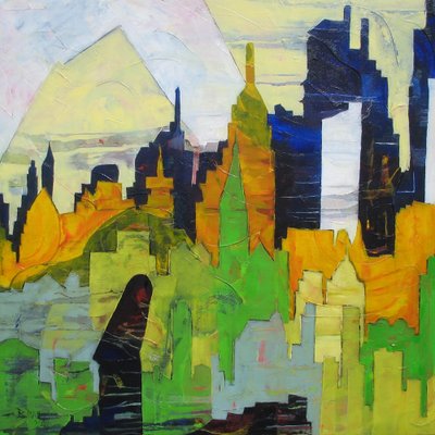 Abstracte stadsgezichtlagen door Barbara Piatti