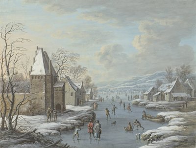Wintergezicht met ijsvermaak door Barbara Regina Dietzsch