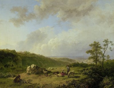 Landschap met een dreigende regenbui door Barend Cornelis Koekkoek